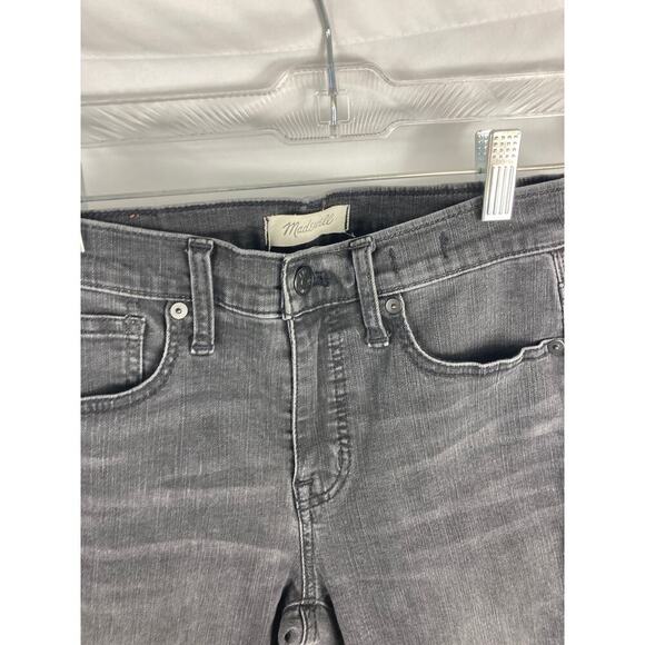 Madewell 9" High Rise Skinny Jeans in Black Sea Raw Hem Distressed Boho 26 - Picture 2 of 3